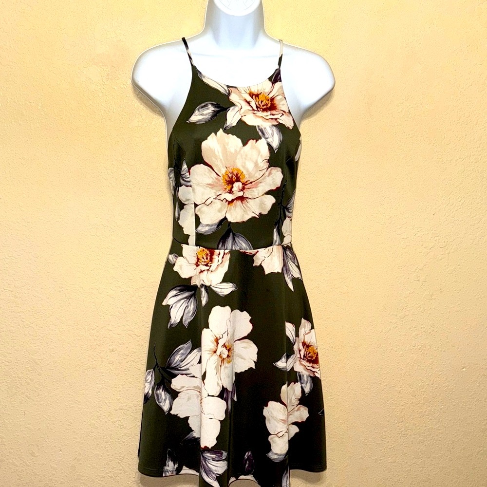 Soprano Floral Sleeveless Dress - Green and White